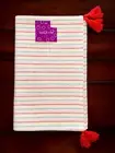 Table Runner White & Multi-Color Striped With Fringe 14.5" X 72" 100% Cotton