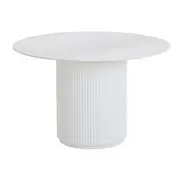 Elino 1.2m Round Travertine Dining Table - White