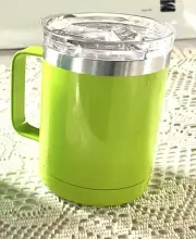 HD Designs 13oz Double Wall Insulated Travel Vacuum Mug With Lid & Handle Green