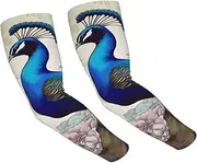 [FHEDVBN] Peacock Floral Arm Sleeves Compression Arm Covers for Men Women Outdoor Sun Sleeves Cooling Sports Sleeve, Black