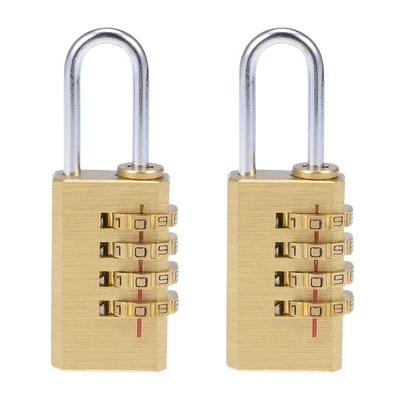 4 Digit Combination Padlock 3mm Shackle 21mm Body Width Brass Lock 2pcs New