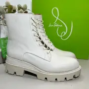 Sam Edelman Garret Leather Lace Up Boots Ivory H3805L5101 Women’s 7.5 M NWB