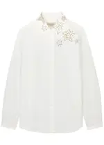 Max Mara Weekend Donnola Crystal-embellished Cotton Poplin Shirt - White - 10 (UK10 / S) 10 (UK10 / S)