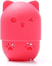Portable Powder Puff Box Cute Shape Cosmetic Puff Cleaning Storage Case for Makeup Sponge Soft Silicone Storage Holder /492(Red)