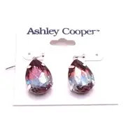 Ashley Cooper Silver Tone Multicolor Melon Glass Stones Teardrop Dangle Earrings