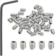 uxcell #6-32x3/16 Internal Hex Socket Set Grub Screws, 50 Pcs 304 Stainless Steel Cup Point Set Screw with Hex Key Wrench for Door Handles Bathroom Fixtures