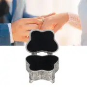 Shaped Jewelry Box Zinc Alloy Flower Engraved Pattern Earrings L2S