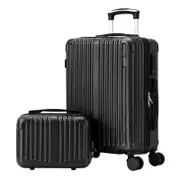 Mazam 2PCS Luggage Suitcase Trolley Set TSA Lock Hard Case Black