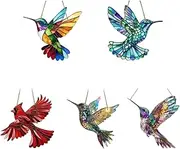 Hummingbird Sun Catcher, 5Pcs Winged Spirit Birds Suncatchers Ornaments, 20x20cm Cute Bird Sun Catchers Indoor Decor, Acrylic Birds Christmas Decoration for Bird Lovers
