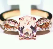 1.94CT 14K Rose Gold Natural Morganite Cut Halo Diamond Vintage Engagement Ring