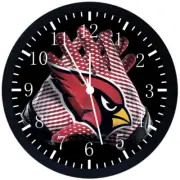 Arizona Cardinals Wall Clock Large 12" Black Frame Glass Face Non-Ticking F13