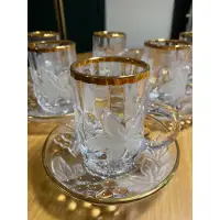在飛比找蝦皮購物優惠-日本製 早期 日本SOGA描金葡萄浮雕玻璃咖啡杯盤組（6杯6