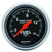 Autometer Sport-Comp Fuel Pressure Gauge Mechanical - 0 - 15 PSI, 2 1/16 Inch, AU3311