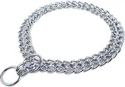 JWPC Dog Chain Collar Pet Iron Metal Double Chain Row Neck Leash Gear Choke Chain Walking Training for Small Medium Large Dogs,40cm