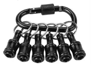 New 1/4” Hex Shank Black Caribiner 6 Screwdriver Bit Holder Keychain