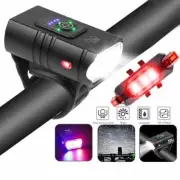 Super bright LED mountain bike head torch front and rear kit rechargeable