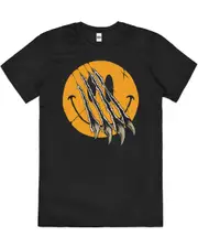Torn Face 80s Smiley Anxiety Support Cotton T-Shirt Unisex Tee Black