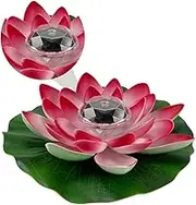 Yardwe Solar Lotus Lamp Floating Pool Decor LED Garden Pond Lotus Light Red Petals 28cm