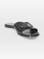Black Leather VLogo Slides