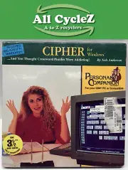 CIPHER for Windows Vintage Puzzle Game 3 1/2" Disk Format