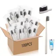 100 Set Disposable Toothbrushes Bulk with Toothpaste Individually Wrapped Tra...