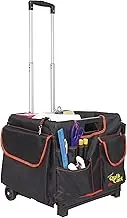 dbest products 01-802 Quik Cart Pockets Bundle Caddy Organizer Teacher Tote Rolling Crate Mobile Tool Storage Fabric Cover Bag, Black