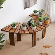 Outdoor Furniture Bench Wooden Patio Leisure Porch Seating, Half Round Backless Park Tree Chair, Semicircular Garden Benches for Backyard Park Porch Lawn(Round)