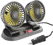 ZFGVGNMTYA Car Dual-Head Cooling Fan 12V 24V 360 Degree All-Round Adjustable Car Auto Air Cooling Fan Car Auto Cooler Air Fan USB Type Fans and Kits(12V)