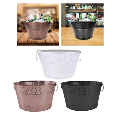 Ice Bucket Round Container with Handle Wine Bucket for Bar Beer Wine Cooling
