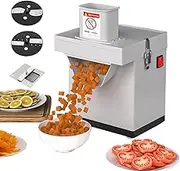 Commercial Food Processor Machine, 200W DC Copper Motor, Stainless Steel Cutter, Snap-Engage Safety & Anti-Slip Feet, Adjustable 2–4 mm Slicing & 10×10 mm Dicing Plate, Continuous 30 min Run