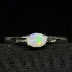 Cool Coober Pedy Patchwork Opal Set In A .925 Sterling Silver Adjustable Ring