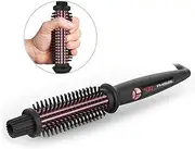 PHOEBE 1 Inch Dual Voltage Travel-Friendly Tourmaline Ceramic Ionic Hair Curler Hot Brush, Anti-Scald Instant Heat Up Curling Wand with Teeth Styling Brush