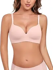 [As Fairy] Women Wireless Bra No Underwire Fixed Molded Cup Seamless Push Up Bras for Women Soft Support Regular and Plus Size