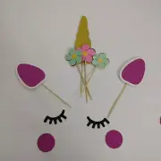 Unicorn Cake Toppers 6 Pics Birthday Sparkle Pink Flowers