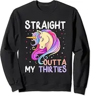 [X.Style] Straight Outta My Thirties 1983 40th Birthday Gag for Women Sweatshirt ds1720 Sweater (3XL) Black