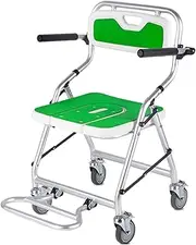 Z&y GLAa Folding Lightweight Commode Portable Aluminum Shower Chair Toilet Chair,Folding Bedside Commode Chair with Wheels Comfortable Durable/Commode Chair