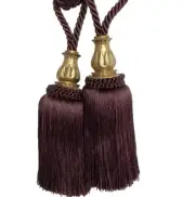 Drapery Fringe Elegant Tassel Tie Backs Set of 4 Long Burgundy 27”