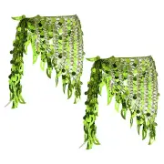 Belly Dance Hip Scarf Sequin Mesh Triangle Wrap Skirts(Green, Pack of 2)