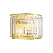 Lunadas Single-Light Crystal Wall Light - Gold Finish, Clear Crystal, Iron Frame, E27 Base