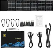 Blelsa 6-Fold 50W Solar Panel Folding Bag Dual USB+Dc Output Solar Charger Portable Foldable Solar Charging Device Portable Power Supply for Hiking Camping Picnic 50W