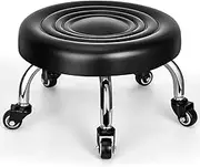 FLOLXNB Low Rolling Stool, Low Stool with Wheels, PU Leather Low Roller Seat Stool Chair, Rolling Seat Stool for Home Office Garage Shop (Style 2)