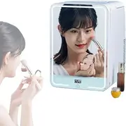 Beauty Refrigerator with Mirror, Portable Mirrored Beauty Refrigerator with LED Lights, AC/DC Portable Small Fridge for Skin Care, Bedroom and Travel,12L
