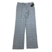 Alfani Slim Fit Dress Pants Mens 30x30 Light Blue Plaid Stretch NEW