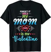 [X.Style] Boys Valentines Day Shirt Mom is My Valentine Men Kids Funny ds124 T-Shirt (S) Black