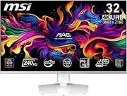 MSI MPG 321URXW QD-OLED, 32" Gaming Monitor, 4K UHD 3840x2160, 240Hz, 0.03ms, DisplayHDR True Black 400, G-SYNC Compatible, USB C (90W PD), Tilt/Height Adjustable, White, 3 Year Warranty