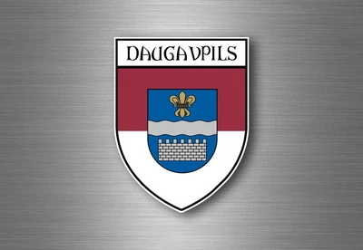 Sticker decal souvenir car coat of arms shield city flag Daugavpils latvia