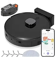 Advwin 3-in-1 Robot Vacuum Cleaner & Mop, 3500Pa Suction, with 5-Floor Mapping, Laser Navigation, Four Anti-Tangle Brushes, 60mins Runtime, Virtual Wall Setting, Self-Charging, Support WiFi/App/Alexa