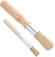 LOLIPPYY 2pcs Wooden Handle Kitchen Brush for Cooking Baking Soft Bristle Pastry Brush for Oil Sauce Application Versatile Tool for Grilling Dyeing and Pizza Oven Use