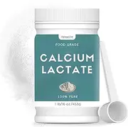 16oz Calcium Lactate Powder, 100% Pure Calcium Lactate, Food-Grade, Supports Bone Health, Helps Neutralize Food Acidity, Keeps Food Fresh, for Dairy Products, Breads and Pastries and More