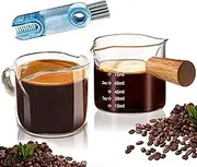 Espresso Cups Set of 2 with 3 in 1 Bush, Double Spouts Cups 100ml Elass, Coffee Accessoriesspresso Shot Glasses, Milk Cup with Handle, Clear G